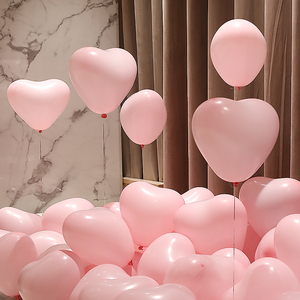 氮氦气球飘空马卡龙粉爱心气球装饰桃心形生日结婚礼婚房场景布置