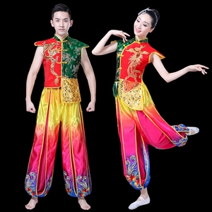 中国风打鼓服2019新款舞台演出服古典舞蹈服装水鼓龙凤纹成人男女