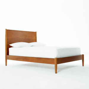 北欧实木黑胡桃木床简约复刻丹麦高背床小户型床中古家具双人床