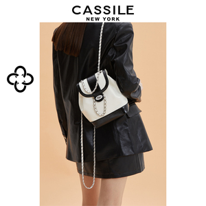 cassile卡思乐链条双肩包女2024新款小众设计感油蜡皮背包卡丁包