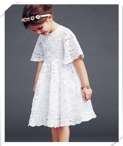 女童连衣裙夏装韩版镂空流苏蕾丝刺绣白色礼服新款中袖1:1纸样版