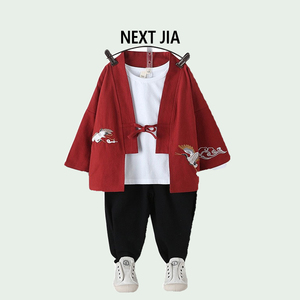 英国NEXT JIA男童汉服小童唐装中国风古装三件套秋季儿童周岁礼服