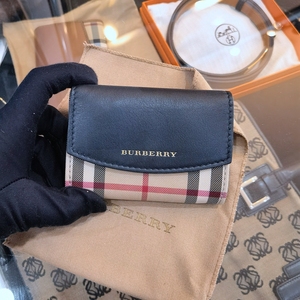 【99新未使用】BURBERRY 博柏利男士女士经典黑色格纹卡包