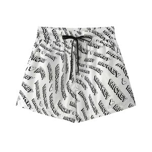 C524 短裤 新款时尚设计感满印抽绳短裤女0.12