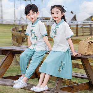 六一儿童汉服夏季男童中国风古女童新中式唐装幼儿园毕业演出服装