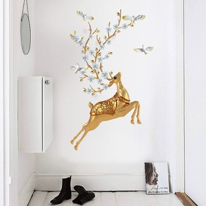 墙纸自粘卧室温馨北欧风创意房间墙面装饰品墙壁贴画3d立体鹿贴纸