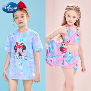 迪士尼六岁女孩泳衣分体平角三件套2024新款中大童女童泳装海边10