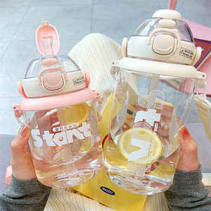 韩版2L大容量吸管塑料杯男女士耐高温运动水壶学生便携双饮水杯子