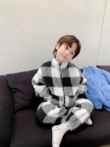 Monee Gtyel童装冬季男童韩版法兰绒睡衣套装中小童洋气两件套
