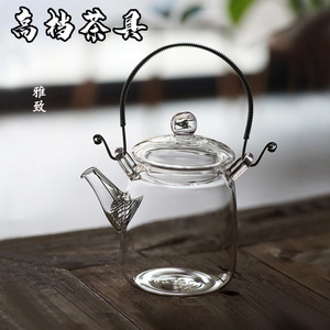 日式耐高温玻璃提梁壶加厚耐热带过滤煮花茶壶烧水壶泡茶壶冲茶器
