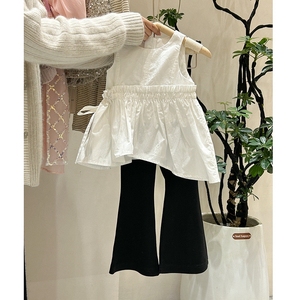 韩版女童气质无袖背心衬衫夏季新儿童洋气棉布吊带娃娃衫宝宝上衣