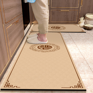 厨房地垫防滑防油可擦免洗新中式家用防水垫子长条耐脏地毯可裁剪