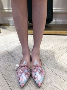 泰国潮牌lynaround专柜代购甜美气质淑女复古碎花布面平底拖鞋