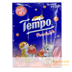 【猫咪手帕纸】香港Tempo得宝mofusand联名款水蜜桃味纸巾36包装
