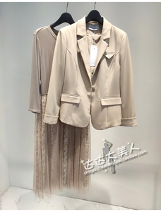 安乃安/ON＆ON 气质西装短外套针织拼接莎莎连衣裙两件套装