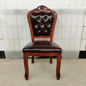 欧式实木餐椅美式靠背简约家用凳子麻将复古接待洽谈高端真皮椅子