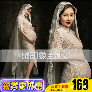 2267新款孕妇拍照复古老上海民国风画报蕾丝旗袍影楼写真主题服装