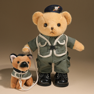 警犬警察小熊公仔交警熊玩偶消防小熊毛绒玩具布娃娃公益宣传礼品