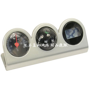 日本汽车数字时钟电子表汽车电子钟车载温度计指南针指北针导航仪