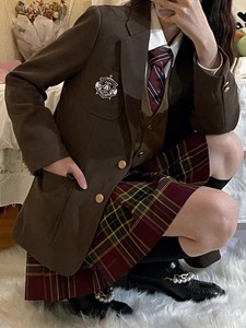 圣の卡特茶西麻衣学姐jk制服西装外套女春秋学院风校供感套装全套
