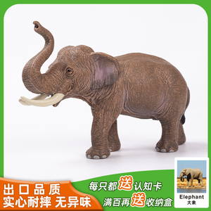 仿真动物玩具套装野生模型实心硬摆大象亚洲象公象认知儿童礼物