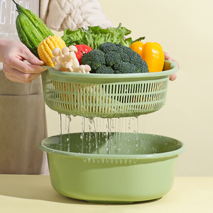塑料双层洗菜篮沥水篮 厨房篮子家用果盘多功能圆形洗菜盆水果篮