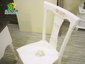 乡村风格美式韩式手绘彩绘靠背餐椅书桌椅英式餐厅英伦实木田园