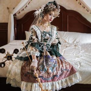 鹿神颂歌原创正品lolita洛丽塔欧式宫廷复古重工华丽洋装连衣裙