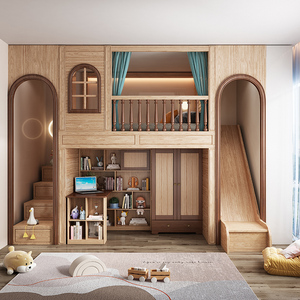 达芬林品牌儿童房全屋定制家具全实木上床下书桌衣柜组合高护栏床
