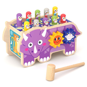 新款儿童木制卡通打地鼠敲击打桩台孩女孩打击台早教益智木质玩具