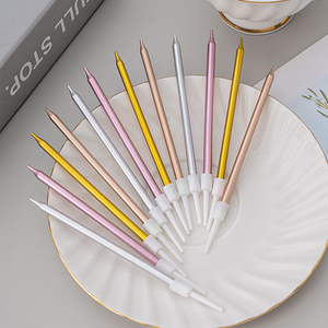 彩金单支包装袋铅笔直杆蜡烛烘焙蛋糕装饰创意浪漫生日蜡烛插件