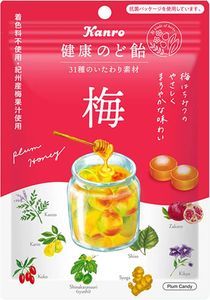 6袋日本代购KANRO纪州梅蜂蜜柚子石榴生姜紫苏喉咙糖润喉糖90g/袋