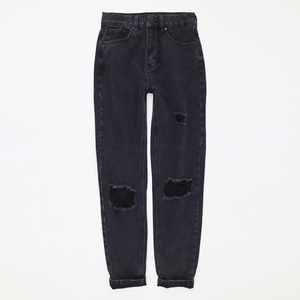 Mom jeans 澳洲单女式水洗黑色高腰牛仔裤复古显瘦小直筒裤 F719