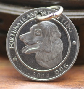 手工定制外国钱币吊坠钥匙挂件真币银色24mm猴年狗年养牛索马里