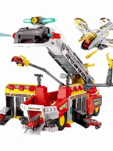 小演员班尔纳多功能消防救援车飞机声光喷水合金弹射竞速轨道玩具