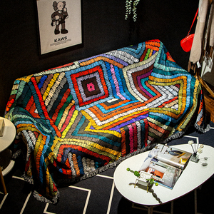 波西米亚民族风沙发巾盖布扶手巾防滑全包沙发坐垫沙发毯美式简约
