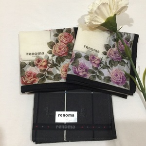 日本renoma 花朵全棉手帕