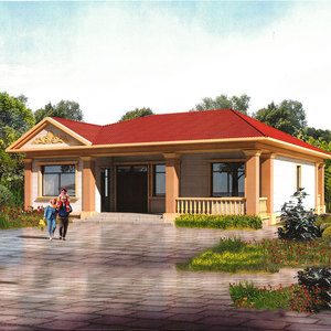 A107一层小型别墅设计图纸新农村自建房屋经济型房屋设计样效果图