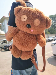 日本  Tim小熊 可爱 毛绒双肩包卡通熊背包