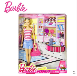 正版新款 芭比娃娃Barbie芭比之萌宠套装 女孩玩具 生日礼物DJR56