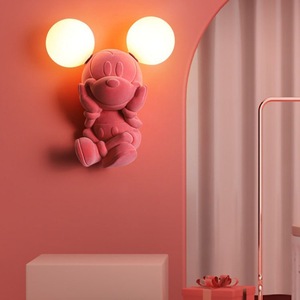 卡通米老鼠壁灯粉色儿童房间床头灯男孩女孩可爱卡通卧室壁挂灯具