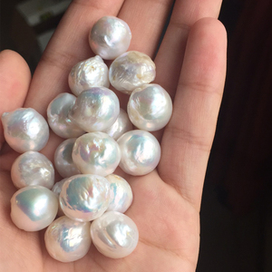 半巴 天然淡水异形珍珠 DIY散珠半孔已打好13-15mm超大颗粒珍珠