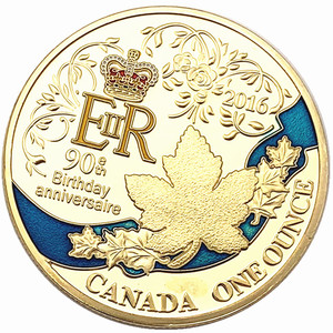 现货 英国女王90周年纪念币皇冠加拿大枫叶金币硬币收藏外幸运币