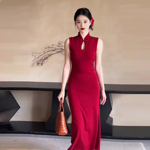 新中式旗袍改良年轻款少女敬酒服2024新款晨袍女新娘红色连衣裙夏