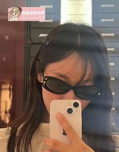【现货】Chanel香奈儿 23k 窄版山茶花黑色框框小logo墨镜太阳镜