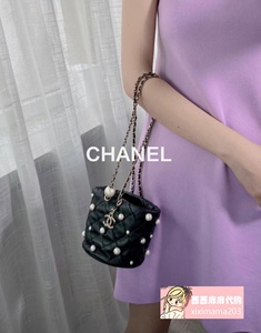 【现货】chanel香奈儿包包 21新 黑色珍珠迷你抽绳链条斜挎水桶