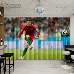 足球世界杯球场主题包间酒吧KTV酒店墙布娱乐场所C罗梅西球星窗帘