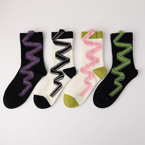 『Cxc socks』网红复古粉色拼色彩色条纹ins潮~春秋穿搭更舒适哟