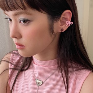 心动系列/RecoPan 原创粉色蝴蝶结耳环少女可爱小巧耳骨夹