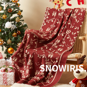 圣诞毛毯节日红色装饰毯子针织沙发床毯办公室午休小毯摄影背景毯